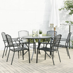 Garden Chair Set 7-piece Anthracite Powder-coated Steel Table