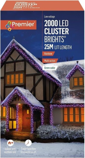 Premier 2000 Led Cluster Indoor Outdoor Christmas Tree Lights With