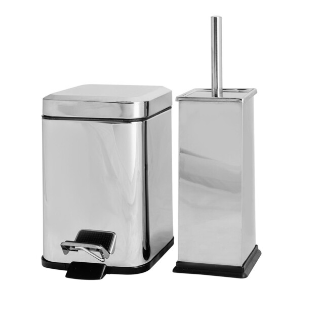 Square Toilet Brush & Set - Chrome