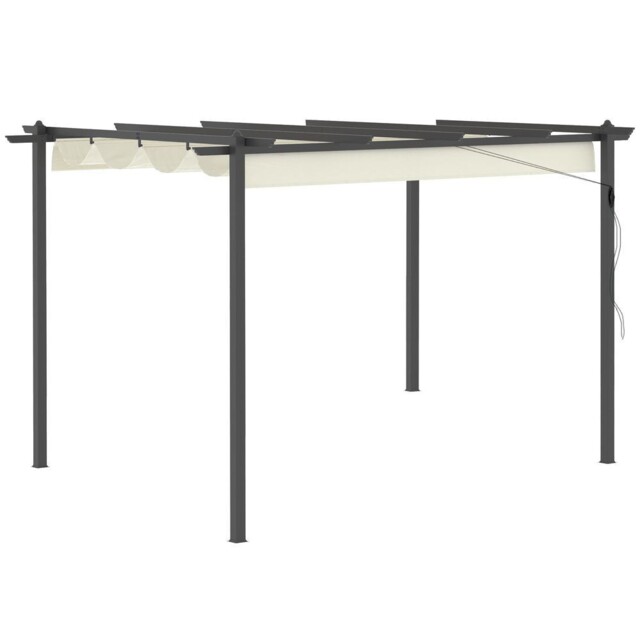 Premium Aluminum Pergola Gazebo - Retractable Roof Canopy, Cream White