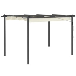 Premium Aluminum Pergola Gazebo - Retractable Roof Canopy, Cream White