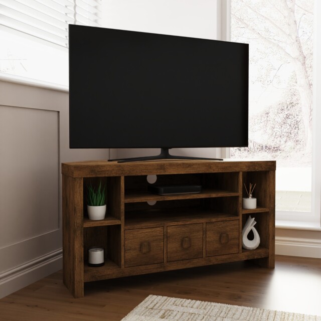Jakarta Corner Tv Unit Mango Media Stand Storage Cabinet Bedroom