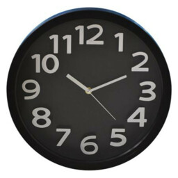 Wall Clock 33cm Black Chrome Kitchen Train Station Living Room Office