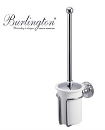 Burlington Traditional Chrome Toilet Brush Wall Mounted Ceramicholder