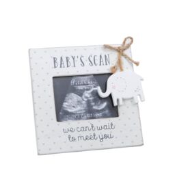 Baby Scan Photo Frame Ultrasound Picture White Wood Elephant Expecting