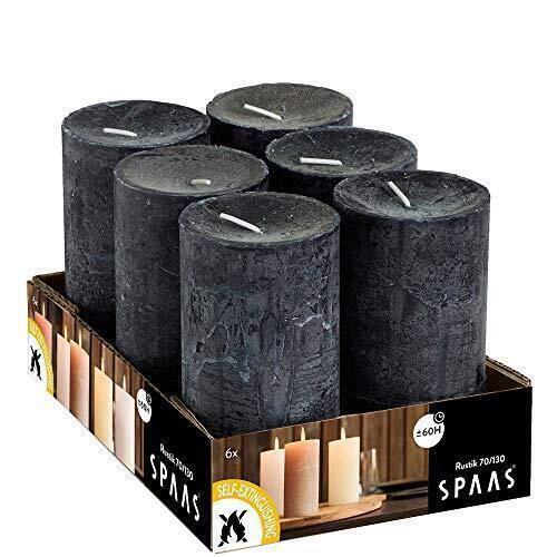 Spaas 6 Rustic Unscented Rustic Pillar Candles 70/130 Mm, ± 60 Hours,