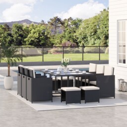 10 Seater Rattan Cube Garden Furniture With Cushions, Rattan Dining