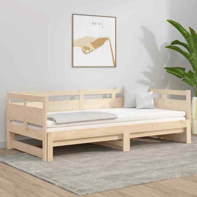 Pull-out Day Bed Solid Wood Pine 2x(90x190) Cm Vidaxl