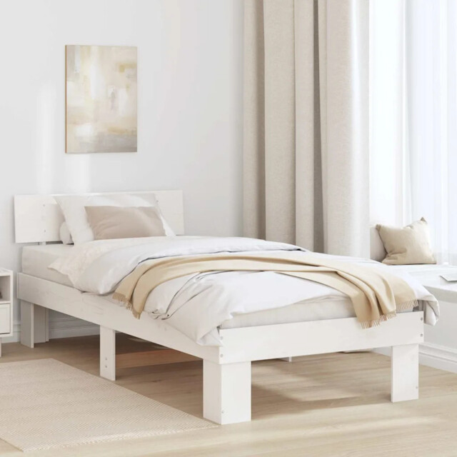 Bed Frame With Headboard White 80 X 200 Cm Solid Pine Wood Vidaxl