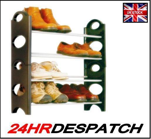 4 Tier Shelf Shoe Rack Organizer Stand Cupboard For 12 Pair Shoes Easy