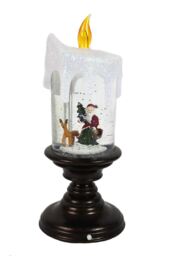 Led Water Candlestick Santa Scene Traditional Christmas Glitter Snow