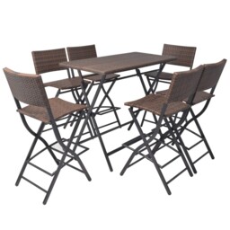 Outdoor Dining Set 7 Pieces Poly Rattan Folding Table Chair