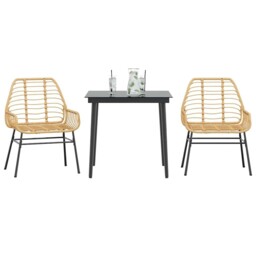 5 Piece Garden Dining Set Poly Rattan Glass