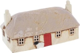 Village Pottery Croft House Thatched Roof & Red Door Tealight Holder