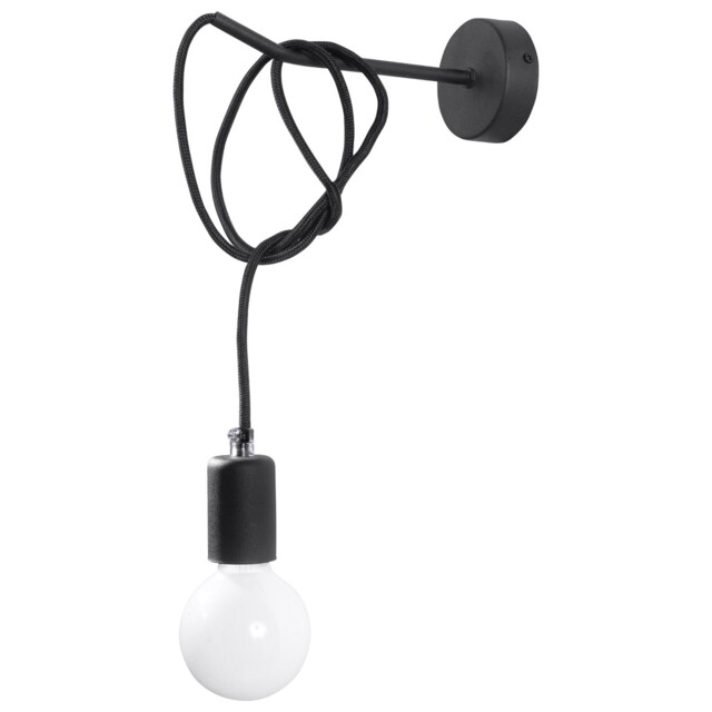 Industrial Wall Light Edison Fabric Black E27 Led Sollux Lighting