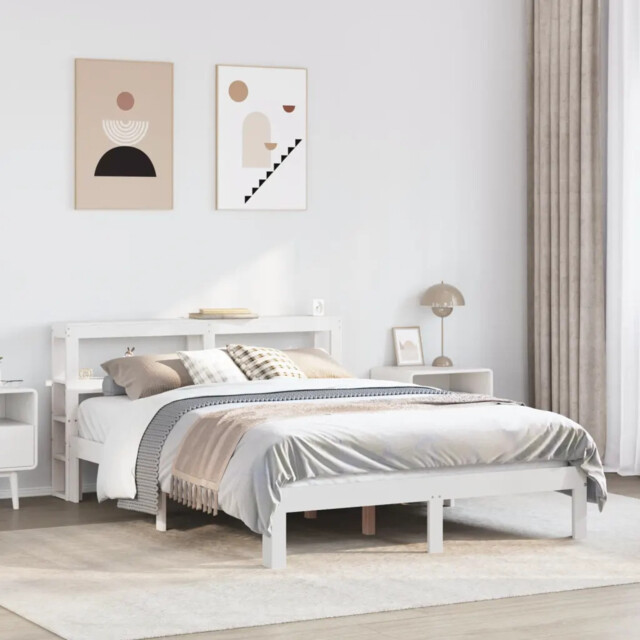 Bed Frame With Headboard Without Mattress White 120x190 Cm Small