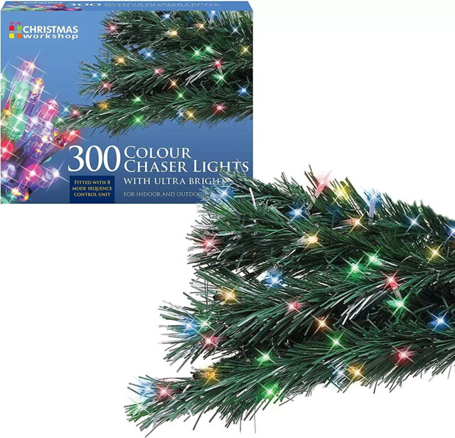 300 Led Chaser Christmas Lights Multi Coloured Indoor & Outdoor Home