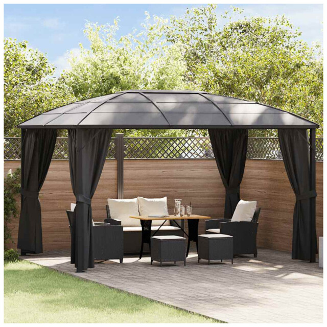 Gazebo 400x300x265 Cm Anthracite Aluminium Steel Pc Roof Polyester