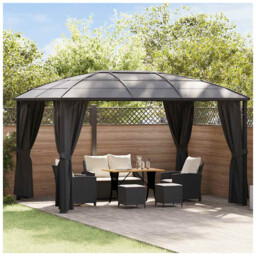 Gazebo 400x300x265 Cm Anthracite Aluminium Steel Pc Roof Polyester