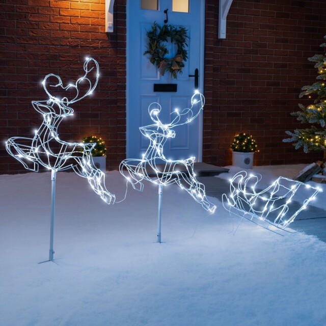 Reindeer Sleigh Light Outdoor Christmas Decoration 3d Led Xmas