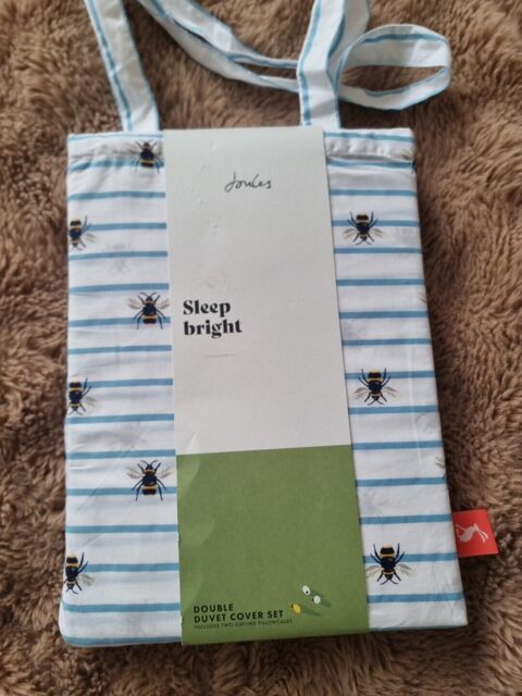 Joules Home Botanical Bee Stripes Double Duvet Cover Set 3 Pieces