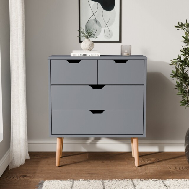 Nyborg 2 + 2 Drawer Chest Of Drawers Scandinavian Style Bedroom Dark