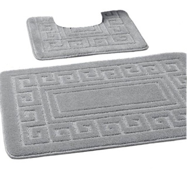 Eds Luxury 2 Piece Greek Bath Mat Set Non Slip Ultra Soft Bathroom