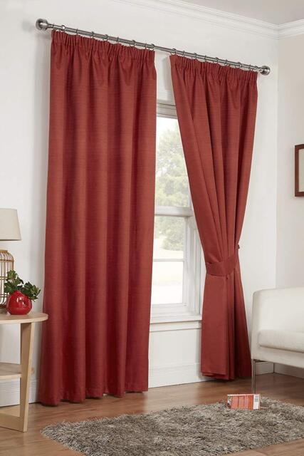 Lunar Curtains Pencil Pleat Woven Textured Slubbed Thermal Coated