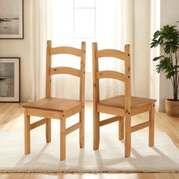 Budget Mexican Dining Chair Set Of 2 Distressed Waxed Pine Rustic