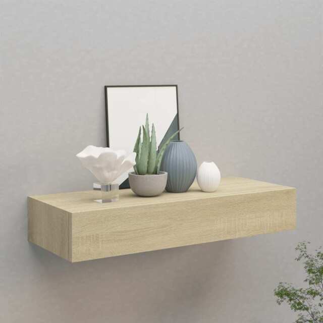 Wall-mounted Drawer Shelf Oak 60x23.5x10cm Mdf Vidaxl