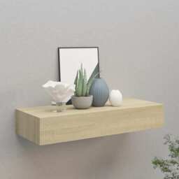 Wall-mounted Drawer Shelf Oak 60x23.5x10cm Mdf Vidaxl