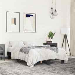 Bed Frame Black 140x200 Cm Engineered Wood And Metal Vidaxl