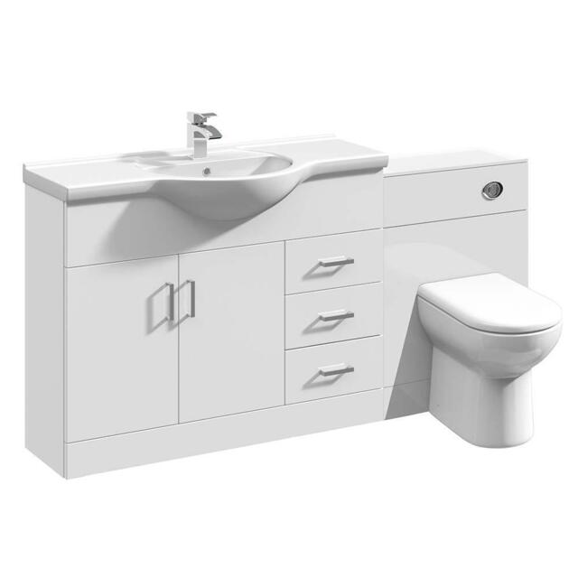 Bathroom Cabinet Vanity Unit Sink Basin Storage Toilet Wc Set 1550mm