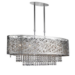 5 Lights Chrome Semi-flush Ceiling Fitting Light With Clear Crystal