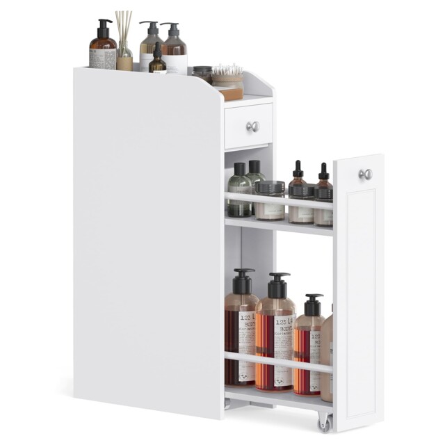 Vasagle Small Bathroom Cabinet, Slim Storage 40 X 18 X 70 Cm, White