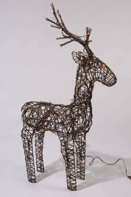 Outdoor Wicker Reindeer Christmas Decoration - Warm White Lights -