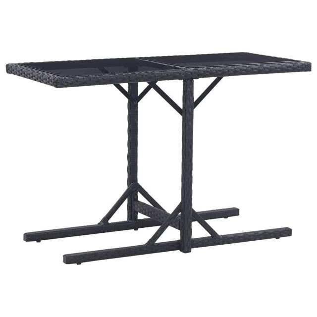 Garden Table Black 110x53x72 Cm Glass And Poly Rattan Vidaxl