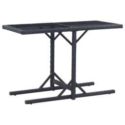Garden Table Black 110x53x72 Cm Glass And Poly Rattan Vidaxl