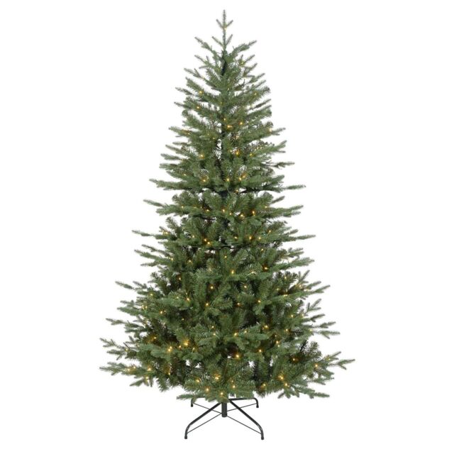 Hinged Christmas Tree, Pre-lit 7ft, Warm White Led Lights & Pe/pvc