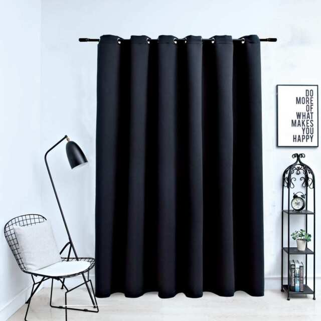 Blackout Curtain With Metal Rings Black 290x245 Cm Vidaxl