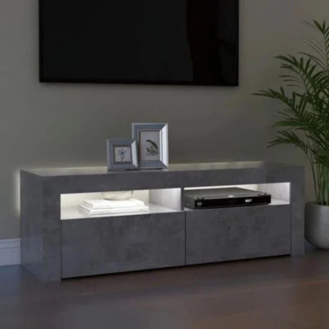 120cm Large Tv Unit Tv Stand Cabinet Sideboard With Rgb Led Lights