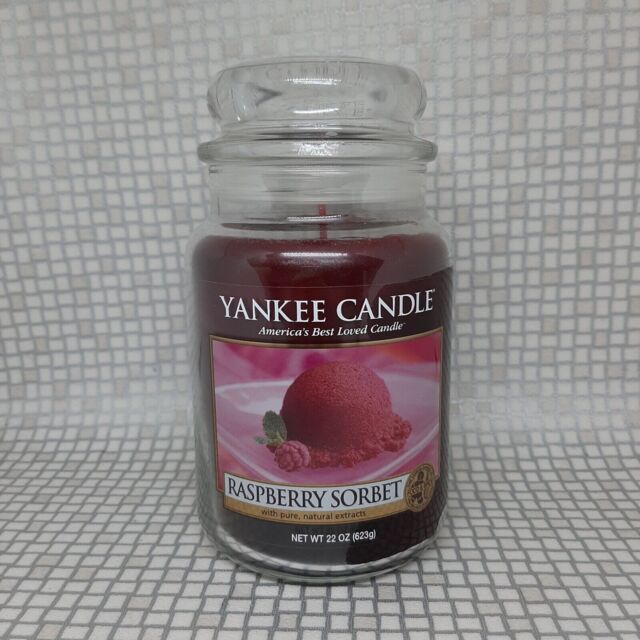 Yankee Candle Raspberry Sorbet Deerfield Label Old Logo Large Jar 623g
