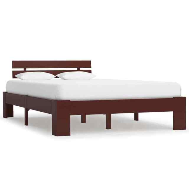Bed Frame Dark Brown Solid Pine Wood 120x200 Cm Vidaxl