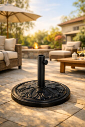 Heavy Duty Cement Parasol Base - 13kg Decorative Round Umbrella Stand