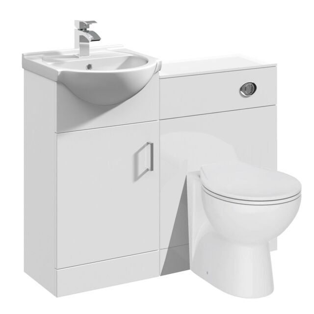 Vanity Unit Combined Sink Toilet Bathroom Suite Furniture Wc Set With