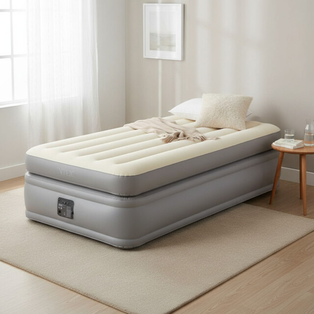 Intex Prime Comfort Elevated Inflatable Mattress With Zipper Grey