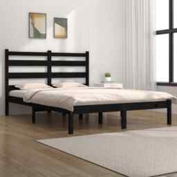 Bed Frame Black Solid Wood Pine 200x200 Cm Vidaxl
