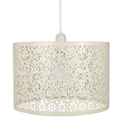 Moroccan Designed Cream Metal Pendant Light Shade With Floral