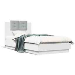 Bed Frame With Headboard White 75x190 Cm Small Single Engineered Wood