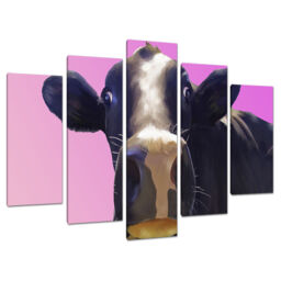Set Of 5 Pink Cow Canvas Prints Pictures Modern Bedroom Wall Art 5151